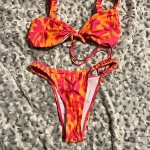 Vibrant Pink and Orange Bikini Set